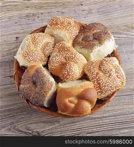Fresh Bread Rolls in a Basket