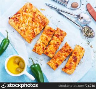 fresh bread with cheese and aroma spice
