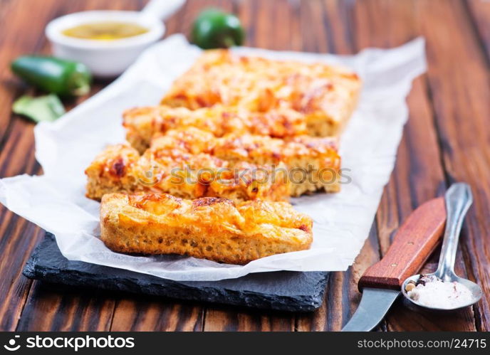 fresh bread with cheese and aroma spice