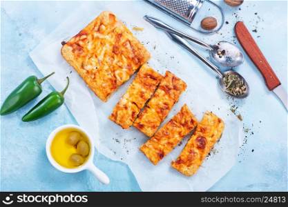 fresh bread with cheese and aroma spice