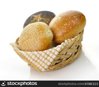 fresh breakfast rolls assortment in a basket