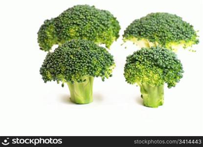 Fresh broccoli pattern on white background