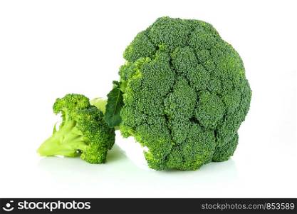 Fresh broccoli vegetable isolated on white background in close-up.