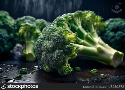 Fresh Broccolies illustration. Generative AI. High quality illustration. Fresh Broccolies illustration. Generative AI