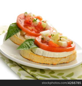 Fresh Bruschetta With Tomato And Basil