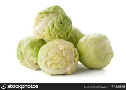 Fresh brussels sprouts isolated on white background.
