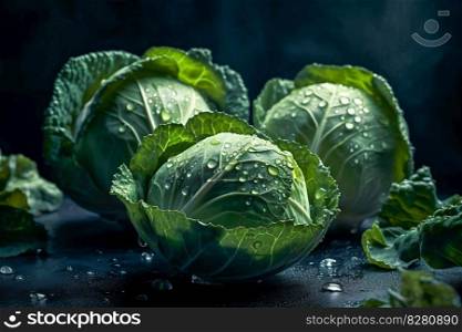 Fresh Cabbages illustration. Generative AI. High quality illustration. Fresh Cabbages illustration. Generative AI