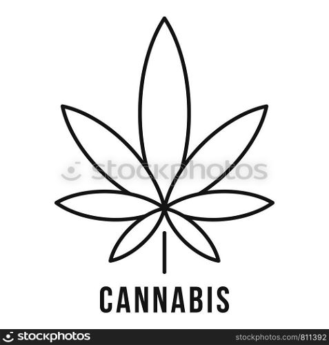 Fresh cannabis leaf logo. Outline fresh cannabis leaf vector logo for web design isolated on white background. Fresh cannabis leaf logo, outline style