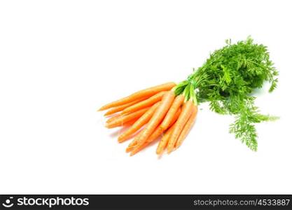 fresh carrot pile vegetable bouquet over white