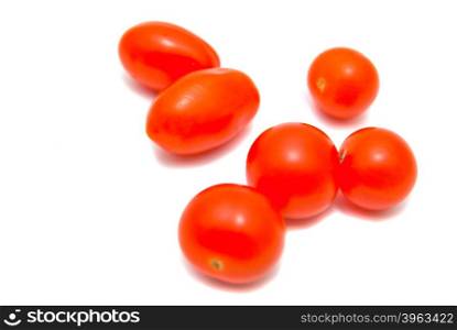 fresh cherry tomatoes on white