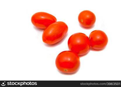 fresh cherry tomatoes on white background
