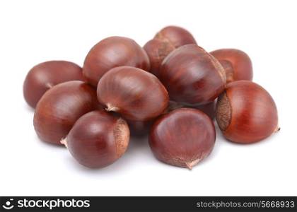 Fresh chestnuts isolated on white