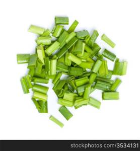 fresh chopped green onions isolated on white