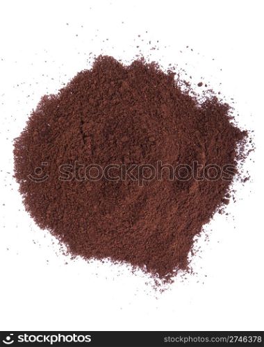 fresh coffee powder isolated on white background (chaotic version)