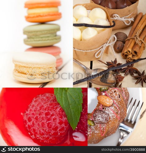 fresh colorful delicious homemade dessert cake selection composition collage