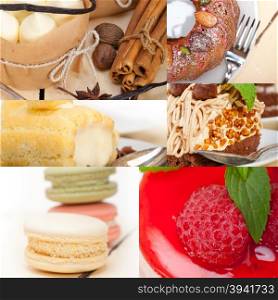 fresh colorful delicious homemade dessert cake selection composition collage