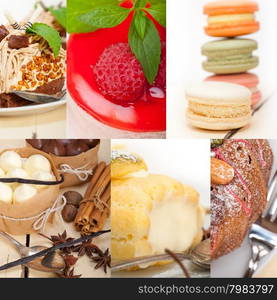 fresh colorful delicious homemade dessert cake selection composition collage