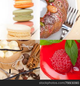 fresh colorful delicious homemade dessert cake selection composition collage