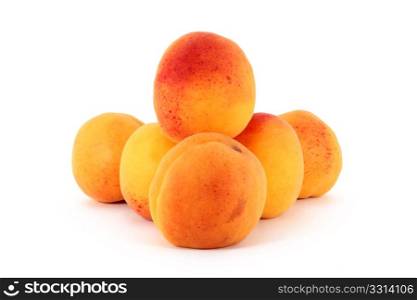 Fresh, colorful ripe apricots, isolated on white