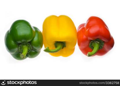 fresh colorfull bell peppers isolated over white background