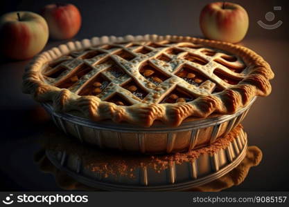 Fresh cooked fragrant apple pie. Illustration Generative AI. Fresh cooked fragrant apple pie. Illustration AI Generative