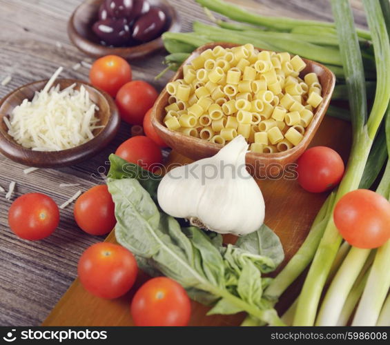 Fresh Cooking Ingredients with Pasta