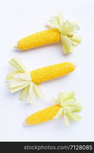 Fresh corn on a white background.