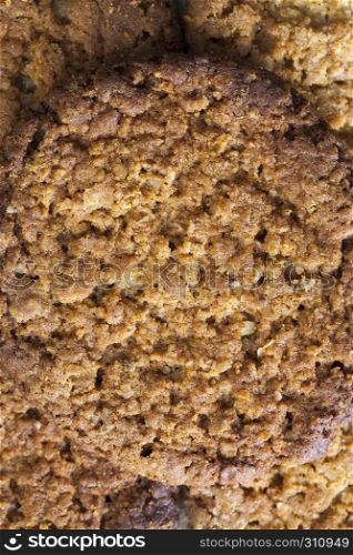 Fresh crispy pastry made from oatmeal and wheat flour. oatmeal cookie background