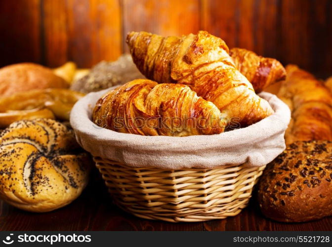 fresh croissants and various bread