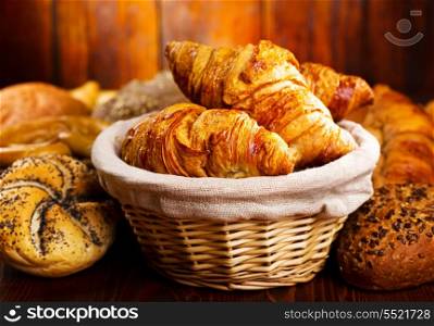 fresh croissants and various bread