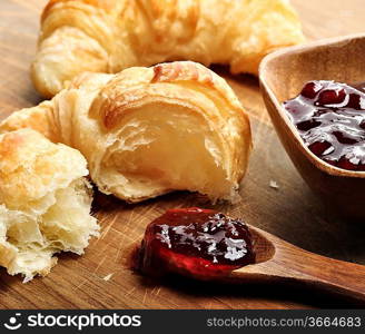 Fresh Croissants With Jam,Close up