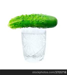 Fresh cucumber and vodka isolated