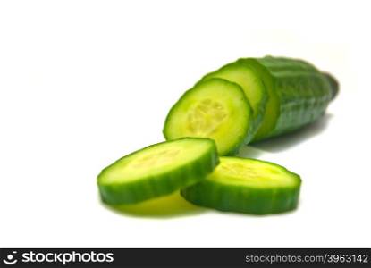 fresh cucumber close-up on white