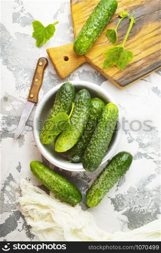fresh cucumbers on a table, fresh vegetables