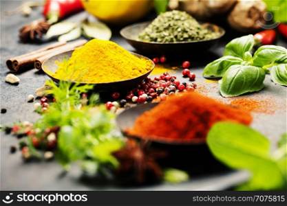 Fresh delicious ingredients for healthy cooking on rustic background. Diet, cooking, clean eating or vegetarian food concept.