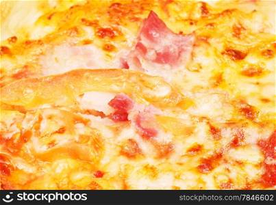 fresh delicious italian pizza with salami, close up
