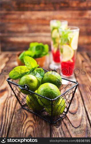 fresh drink with lime and mint,stock photo