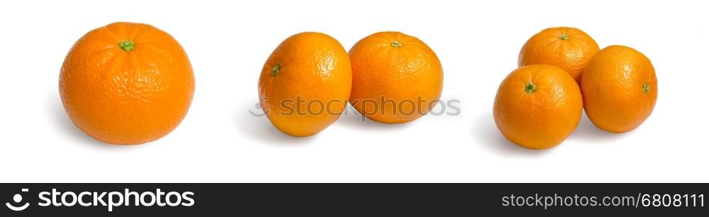 Fresh ecological clementines on a white background