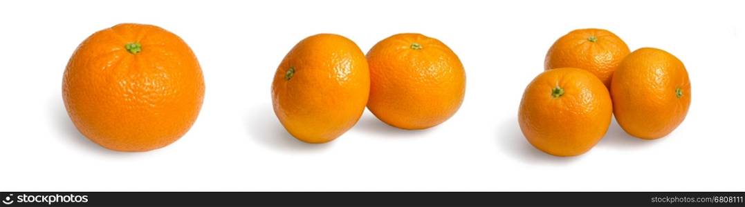 Fresh ecological clementines on a white background