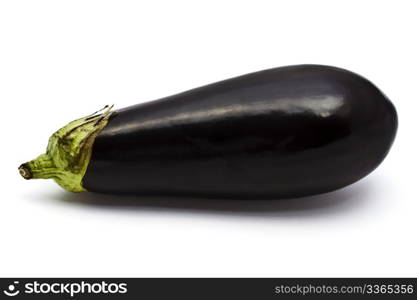Fresh eggplant closeup on white background