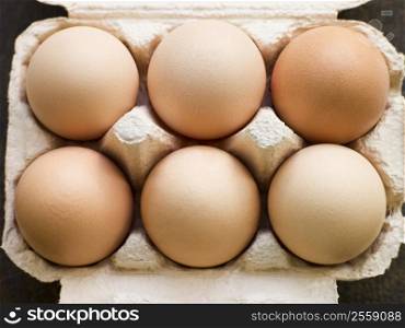 Fresh eggs in box