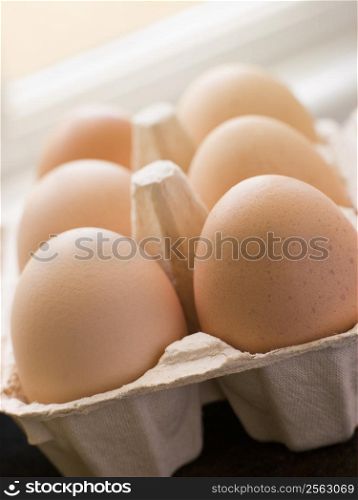 Fresh eggs in box