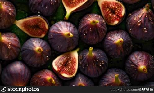 Fresh Figs and Water Droplets. Generative AI