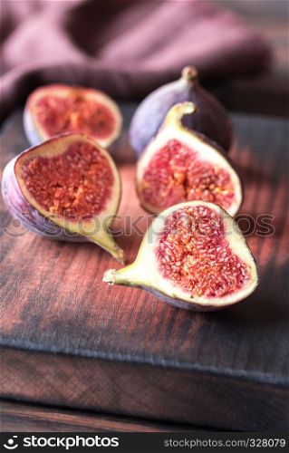 Fresh figs on the wooden board