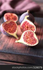 Fresh figs on the wooden board