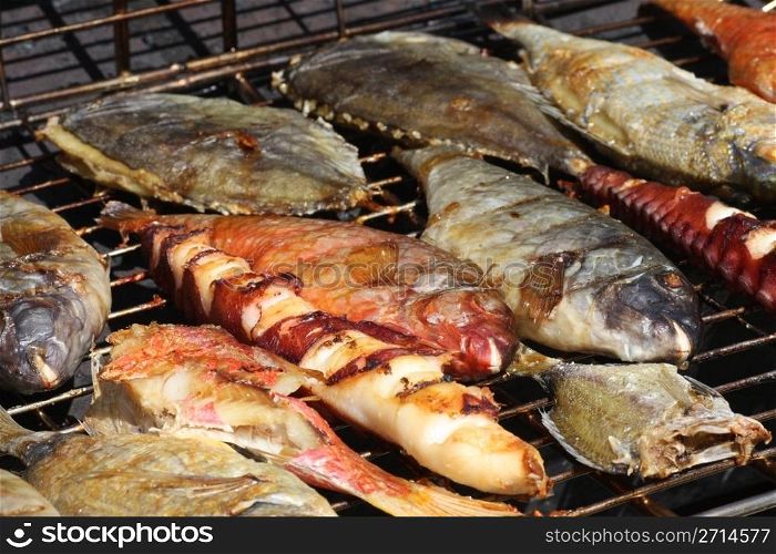 Fresh fish on grill