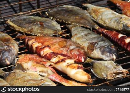 Fresh fish on grill