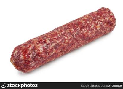 Fresh flavorful sausage isolated on white background