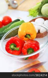 Fresh food and vegetables on the table