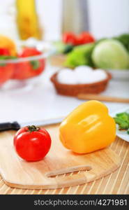 Fresh food and vegetables on the table